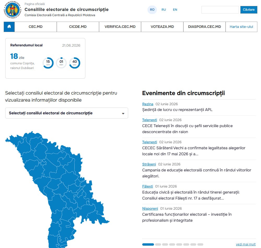 CEC a lansat platforma web a consiliilor electorale de circumscripție ...